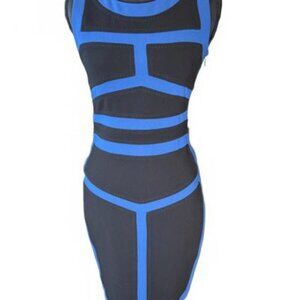 Diane von Furstenberg DVF NWT Galya Sheath Dress-Size 2-Black & Blue